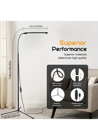 Willowhaven 1 Adet Usb Güç Kaynaklı 3 Ayarlı Karartılabilir Ayarlanabilir Parlaklık Esnek Gooseneck 96 Led Gece Lambası Siyah Yer Lambası