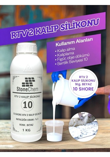 Yüksek Kalite 1. Sınıf Rtv 2 Kalıp Silikonu 1 Kg Beyaz 10 Shore 1