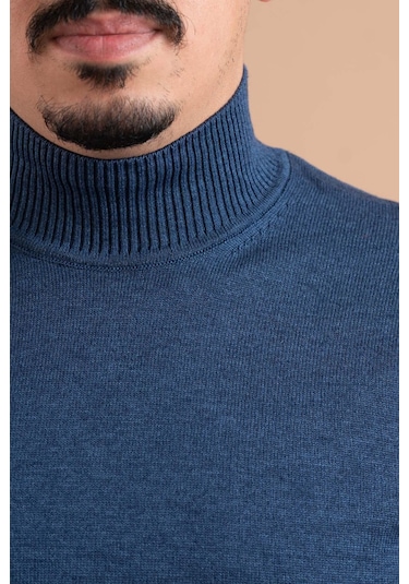 Brng Yarım Balıkçı Slimfit Likralı Erkek Kazak Indigo
