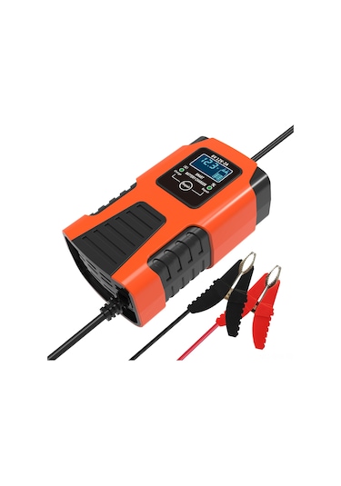 Symbee 6v-12v 2a Otomobil Motosiklet Akülü Şarj Cihazı, Akıllı 3 Aşamalı, Lcd Ekranlı, Çoklu Güvenlik Korumalı Kırmızı