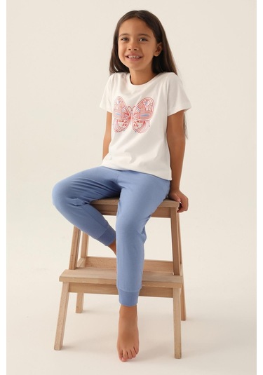 Roly Poly 3390 Butterfly Kız Çocuk Pijama Takımı Krem