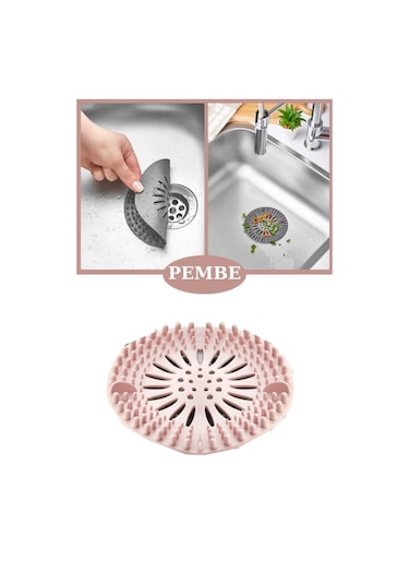 Flosoft Süzgeçli Lavabo Banyo Küvet Tıkacı, Yuvarlak Evye Küvet Banyo Gider Kapağı Pembe