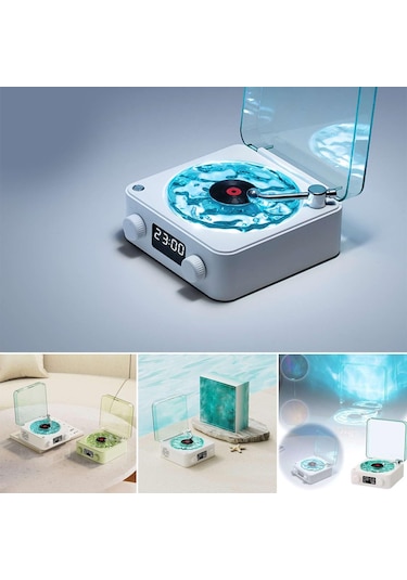 Vintage Vinil Plak Çalar Bluetooth Hoparlör Ayarlanabilir Işıklı Kablosuz Taşınabilir Retro Vinil Plak Çalar
