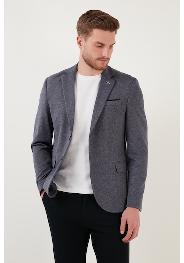Buratti Slim Fit 6 Drop Çift Yırtmaçlı Blazer Erkek Ceket Savue Koyu Lacivert