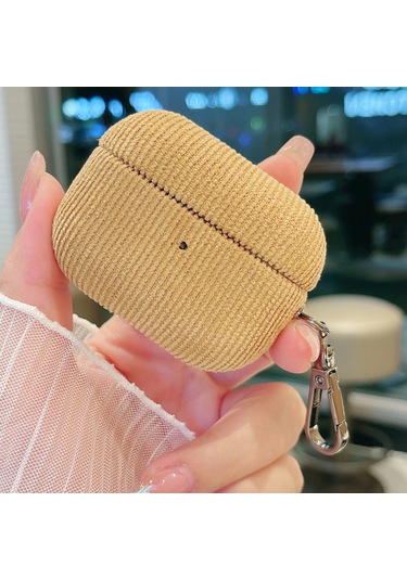 Airpods Uyumlu Pro İçin Kadife Kumaş Desenli Kulaklık Koruyucu Kılıf Haki