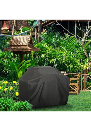Padalink Barbekü Mangal Örtüsü 210d Oxford Kumaş Siyah Su Geçirmez Çekmeceli 145x61x117cm