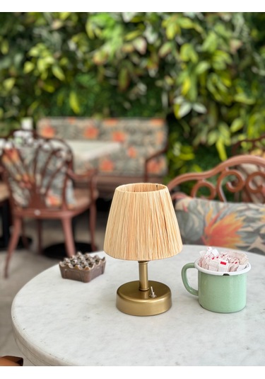 Rafya&hasır Masaüstü Led Kablosuz Pilli Eskitme Gold Saçaksız Eskitme Gold