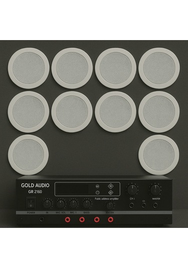 Luxury, 10 Adet Hoparlör 1 Adet Anfi, Asma Tavan Ses Sistemi, Alçıpan Tavan Ses Sistemi, Mağaza Ses Sistemi