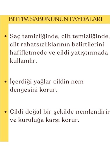 Doğal Bıttım Sabunu, Cilt Sorunları Için Katkısız El Yapımı Sabun 100gr