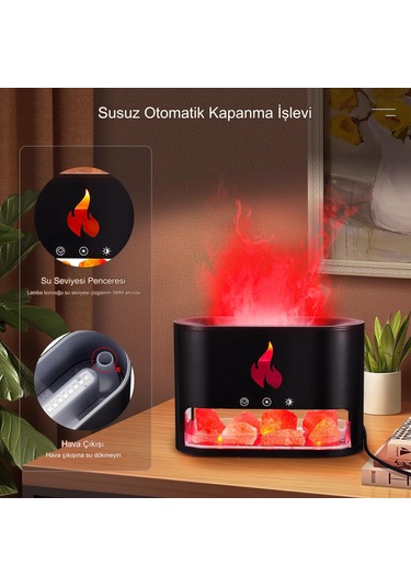 Şömine Hava Nemlendiricisi 4 Renkli Alevli Ve Doğal Taş Hediyeli