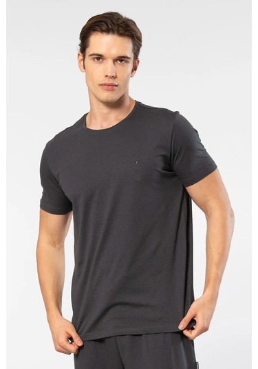 Cacharel 2169 Erkek Modal Pamuk Bisiklet Yaka Kısa Kollu T-shirt-antrasit Antrasit
