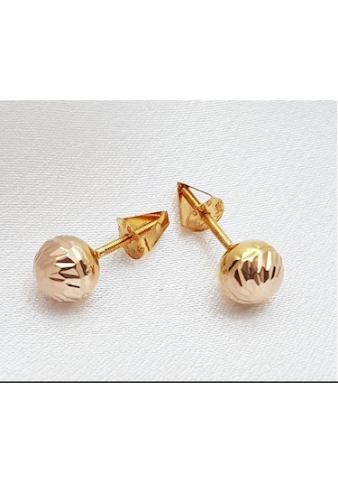 İdealsarraf İdeal Sarraf Orta Boy Vidalı Altın Top Küpe