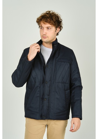 Lucas Erkek Hakim Yaka Fermuar Ve Çıtçıt Kapamalı Kaban 4784 Lacivert Lacivert