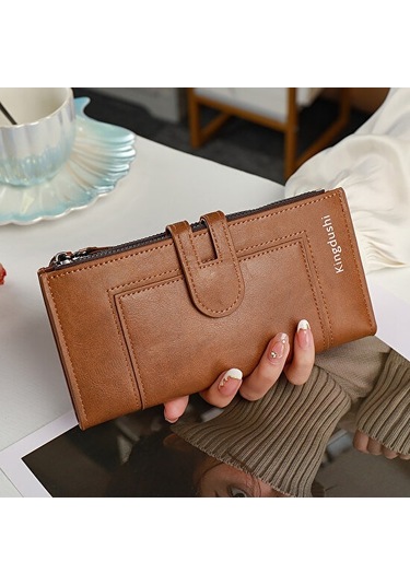 Kadın Cüzdanı Düz High-end Çok Kartlı Bozuk Para Çantası - Kahverengi