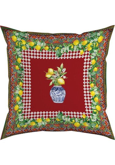 Renkli Limon Desenli Yastık/kırlent Dolgu Boncuk Elyaf, Ulusl. Yıkama Ve Solmama Sertifikası Çok Renkli