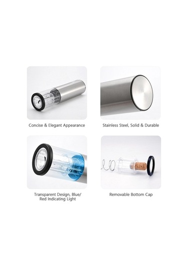 Novahub Usb Şarjlı Otomatik Şarap Açacağı, Gümüş Paslanmaz Çelik, Ev Ve Parti İçin Kullanışlı Gümüş