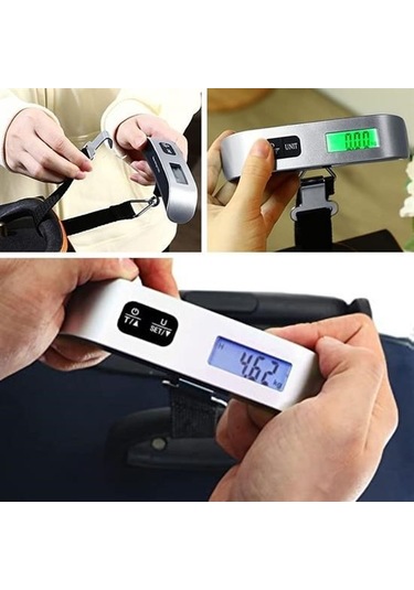 Hobibahçem Dijital Ekranlı Valiz Kilo Ölçücü Hassas Valiz Tartısı Gümüş