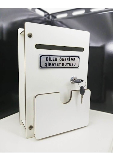 Beyaz Cepli Ahşap Dilek Öneri Ve Şikayet Kutusu