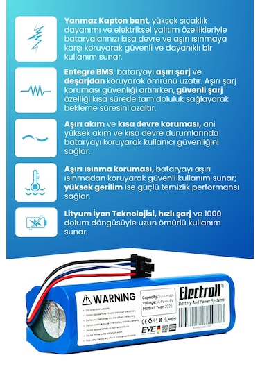 Dreame D9 Uyumlu Batarya 5200mah Robot Süpürge Bataryası