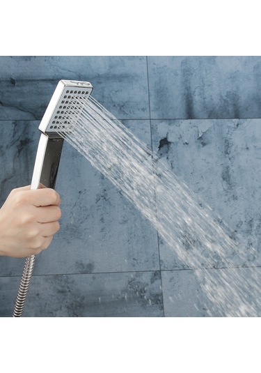 Lebıhmurah Bf348 Faydalı Araçlar Duvara Monte Duş Başlıkları Seti Banyo Abs Kaplama Su Tasarruflu Kare El Tutacağı Gümüş