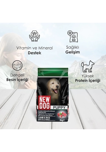 Newdog Kuzu Etli & Pirinçli Yavru Köpek Maması 3 KG