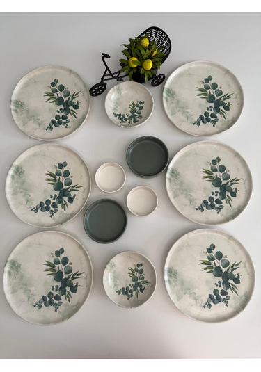 Takım Kahvaltı Okaliptus 12 Parça 6 Kişilik Mat Yeşil