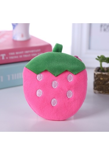 Maoyaya Kore Versiyonu Karikatür Meyve Şekli Peluş Değişim Anahtar Çantası Pembe-çilek, Renkli Balon Tasarımı, Pembe-çilek Pembe