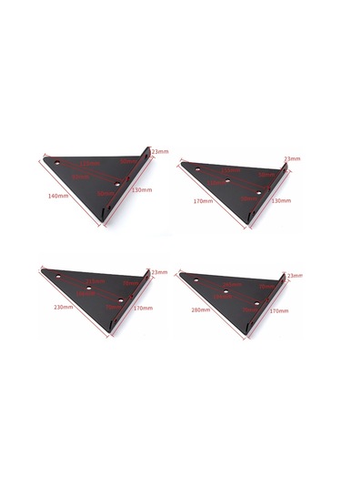 Sones Yük Taşıyan Görünmez Üçgen Braket Duvar Raf Braketi Vidalarla, Özellikler: 140x130mm Siyah