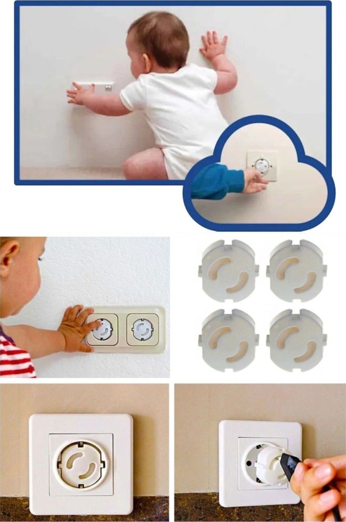 4 'lü Paket Çocuk Bebek Güvenlik Koruyucu Priz Kapatıcı Priz Kilidi Ev Ofis Priz Kapatıcı Emniyet