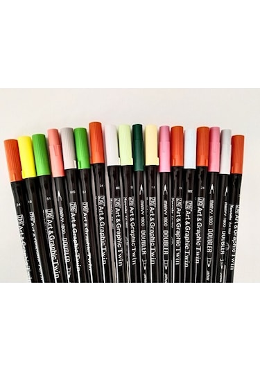 Zig Art&graphic Twin Tut-80 Ve Marvy Brush Kalem Seti-18 Adet Set