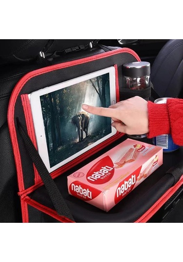 Dashanshop Red Gıonee Katlanır Tablet Tutuculu Çok Cepli Araç Koltuğu Organizeri