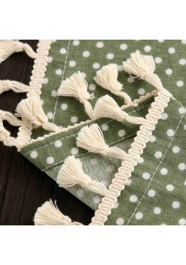 Bez Pamuk Yemek Masa Örtüsü Dekorasyon Bezi, Boyut: 90x90cm Mor Noktalar Mor