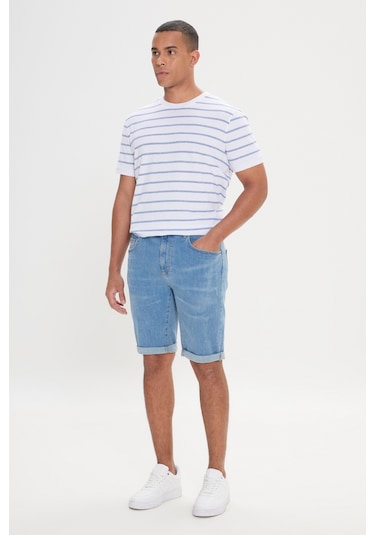 Ac&Co / Altınyıldız Classics Erkek Mavı Slim Fit Dar Kesim Pamuklu Esnek Denim Şort Ac&Co / Altınyıldız Classics Erkek Mavı Slim Fit Dar Kesim Pamuklu Esnek Denim Şort