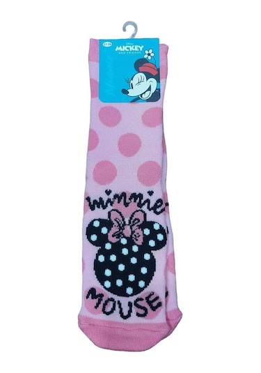 Mınnıe Mause Tabanı Kaydırmaz Kışlık Havlu Çocuk Çorap-pembe Pembe