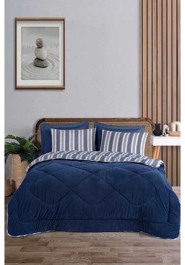 Wellsoft Yorgan Çift Kişilik Soft Line Lacivert Lacivert