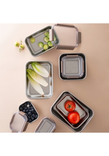 Locknlock Paslanmaz Çelik Fırın & Saklama Kabı Dörtgen Kilitli 2 Lt - Kahverengi Diğer