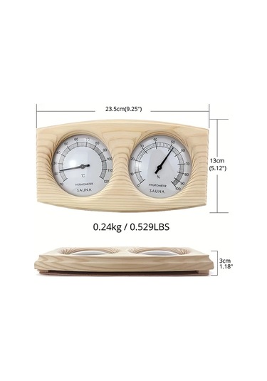Honeybeeshop Sweathouse Sauna Sıcaklık Nem Göstergesi Seti Fıstık Çamı Spa Gerçek Zamanlı Ölçüm