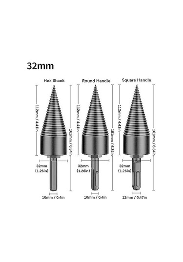 Pazly 4 Parça Altıkenar/yuvarlak Saplı Ağır Hizmet Odun Bölme Vidalı Konik Matkap Ucu Seti