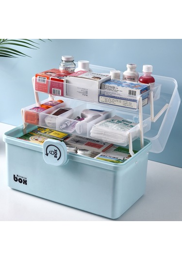 Lemestar Ev İçi Büyük Kapasiteli Beyaz Tıbbi Kutusu - İlaç Saklama Kutusu, Çocuk Dostu, Taşınabilir 15.5x15.5x16cm Beyaz