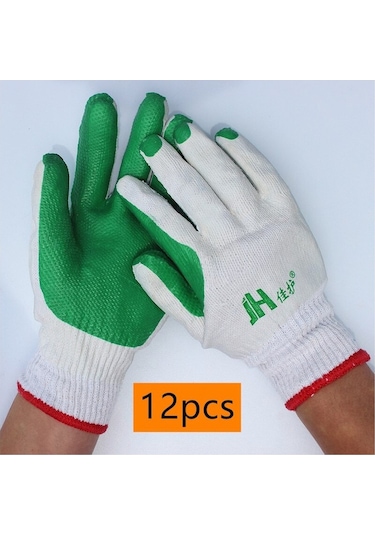 Tangshopping 12pcs Kaymaz Aşınmaya Dayanıklı Emek Koruma Eldivenleri Şantiye Inşaat Işleri Kalınlaşma Soğuk Geçirmez Bahçe Ev Yeşil8