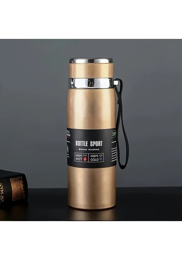 Techbloom Thermos Flask 1000ml Golden Termos Sıcak Soğuk Saklar Sızdırmaz Kamp Ofis Spor Seyahat