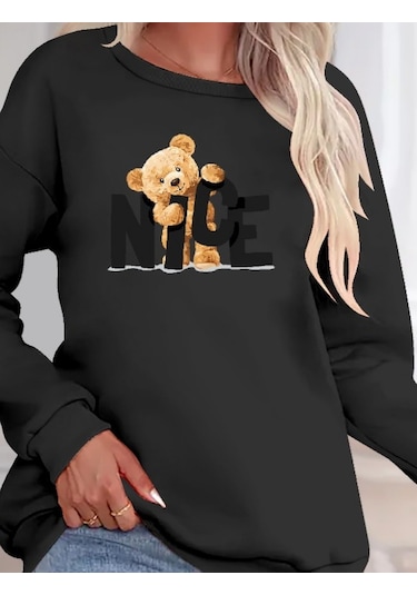 Supplierby Kadın Uzun Kollu Bisiklet Yaka Viskon Iki Iplik Bluz Antrasit