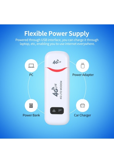 Samdoo U7 Beyaz 4g Lte Usb Modem - Araç Ve Taşınabilir Wifi - Sım Kartlı İnternet - 150mbps Hızlı Erişim - Avrupa Versiyonu