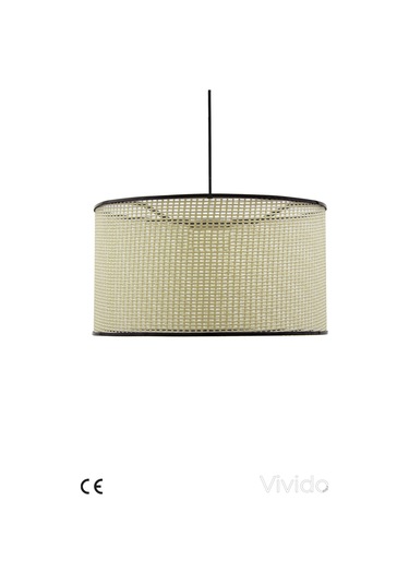 Wicker Krem-siyah Hasır Sarkıt Avize 38cm Siyah