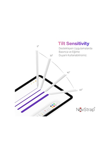 Novstrap  İpad Pro 12.9 2/3/4/5/6 Nesil İle Uyumlu Dokunmatik Tablet Kalemi 2. Nesil Smart Pencil Stylus Manyetik Şarj Avuç İçi Reddi