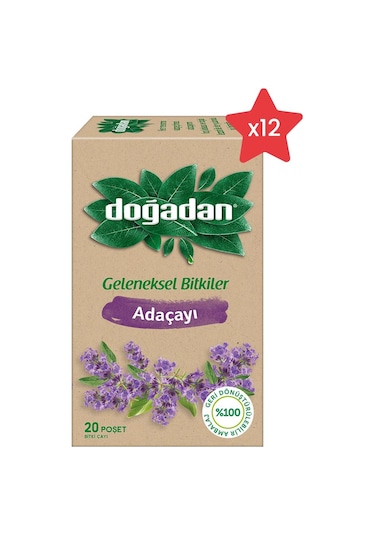 Doğadan Geleneksel Bitkiler Adaçayı Bardak Poşet 12 x 20'li
