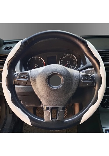 7 Renk Karbon Fiber Direksiyon Kapağı Bölümlü Koruma Anti Kayma White Beyaz