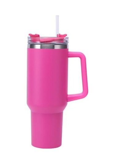 Gül Kırmızı Soğukluğu Koruyun Mat Doku Pratik 40oz Şeffaf Kapak Yeniden Kullanılabilir İçecek İçme Vakumlu Pipetli Kupa Yalıtımlı Tumbler