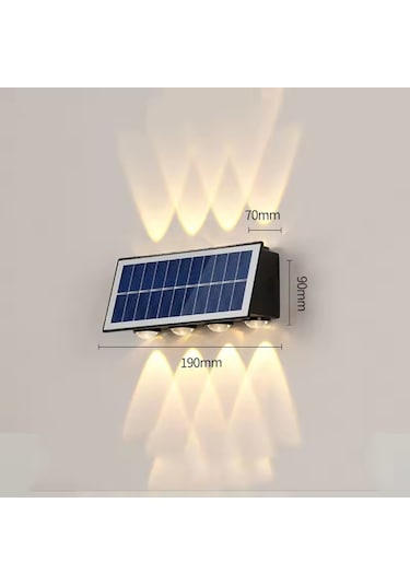 Cata 20 W Solar İki Yönlü Led Duvar Aplik - Gün Işığı 3000k - Siyah - Ip65 - Ct-8010