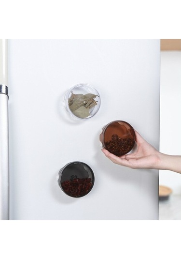 Dancemonkey 2 Adet Çelik Yuvarlak Duvara Monte Baharat Kavanozu Siyah